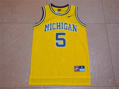 Maillot De Basket NCAA University of Michigan Jalen Rose 5 Jaune